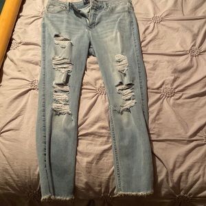 High rise crop super skinny jeans
